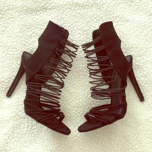 Black Suede Strappy Heels